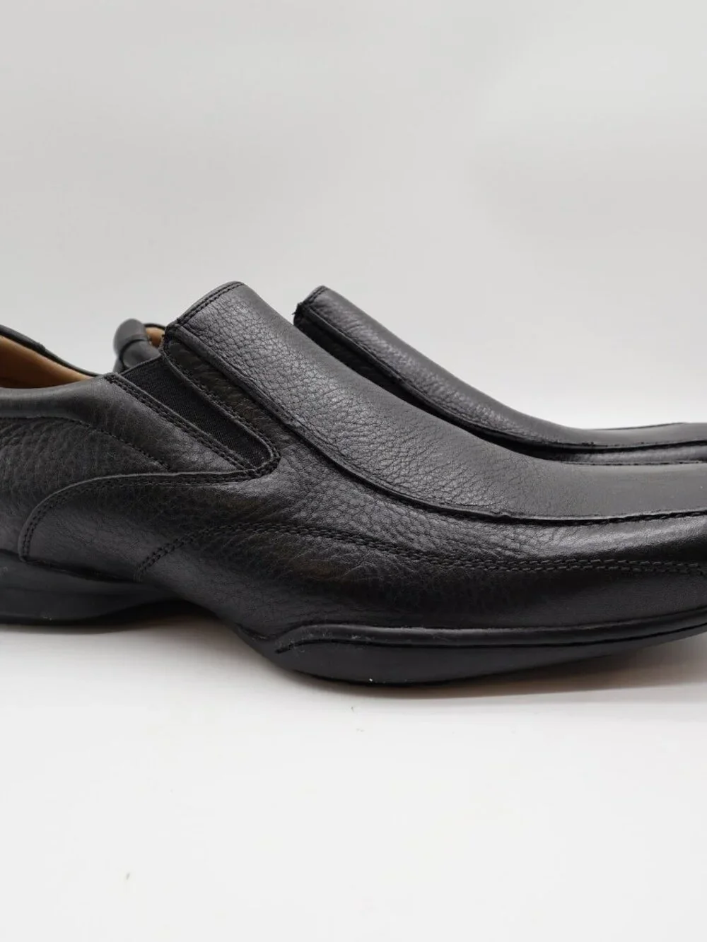 Hush Puppies Santiago Men's 12 Black Leather Slip-On Dress Loafers